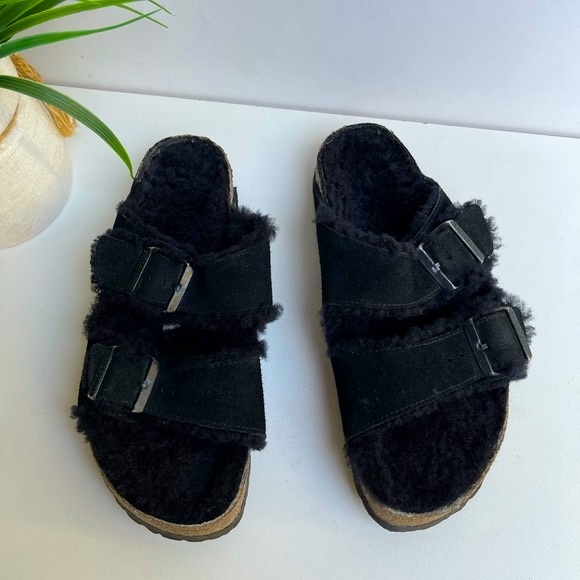- BIRKENSTOCK Arizona shearling fur black EU 36 US 6 - - Picture 8 of 16